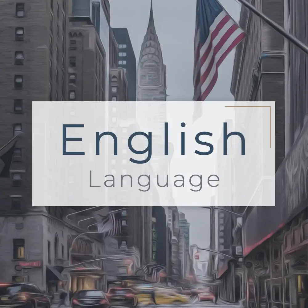A picture with New York in the background and the text "Learn English"